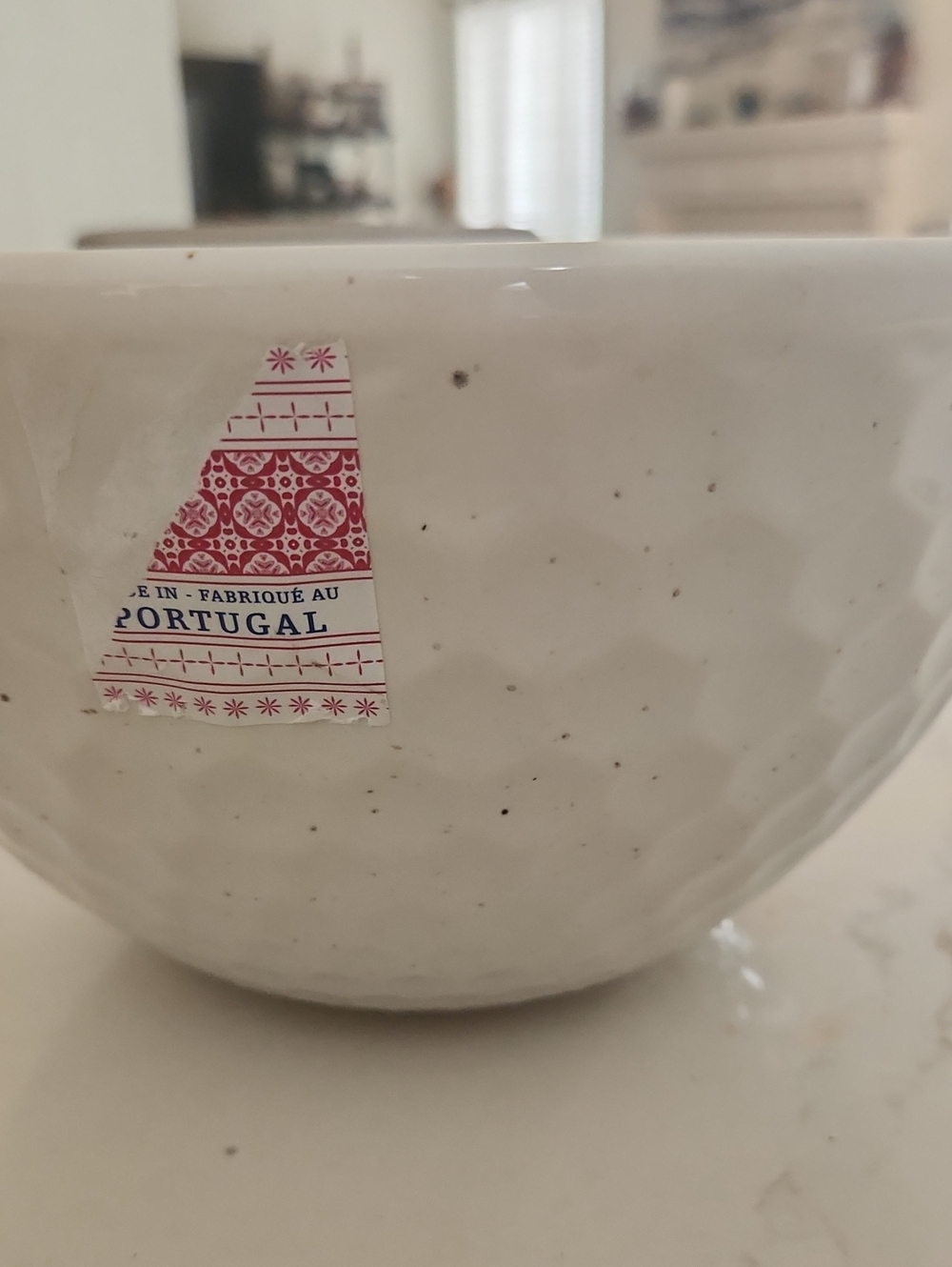 Portugal-Made White Speckled Ceramic Bowl - Home Art